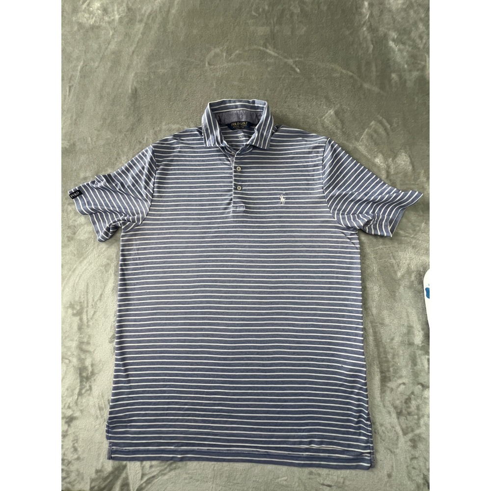 Polo Golf Ralph Lauren Polo Shirt Mens Large Blue Striped Short Sleeve Pique